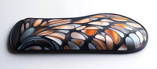 3D rendered oven mitt with a contemporary abstract pattern, high resolution with clean focus and soft shadows on white. Full ultra HD,