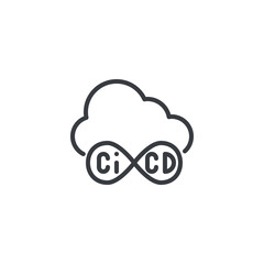 CI CD in Cloud line icon