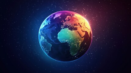 Fototapeta premium Vibrant Earth in Space with Colorful Atmosphere and Starry Background