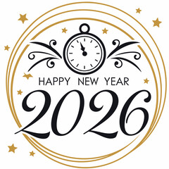 Fototapeta premium Elegant Black and Gold 2026 New Year