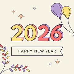 High-Quality Multicolor 2026 New Year 