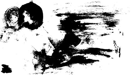 Grunge texture created from black brush strokes. Ideal for adding edgy and expressive elements to design projects. Enhance your visuals with the gritty aesthetic of grunge brush strokes.