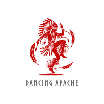 vector image of a dancing apache warrior