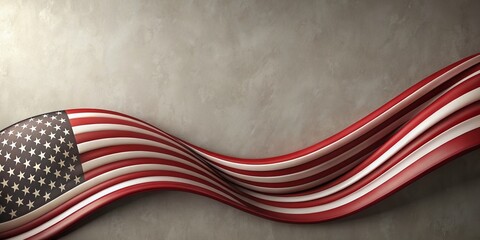 Obraz premium Minimalist USA Flag Wave Pattern Corner Border Design Template with Empty Space for Text - Stock Photo