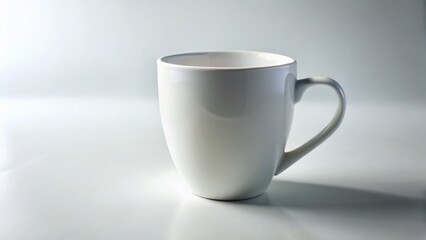 Obraz premium Minimalist White Mug on White Background - Clean & Simple Stock Photo