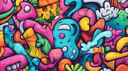 Fototapeta premium Collection of colorful whimsical hand drawn doodles sketches and icons perfect for adding a playful creative touch to designs branding and digital projects