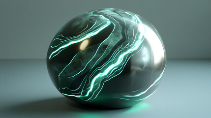 Glowing Orb Sphere Abstract Green Technology Futuristic Background