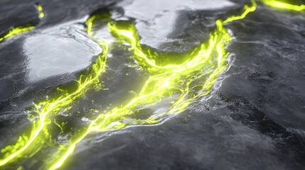 Dramatic Green Lava Flow Abstract Stock Image