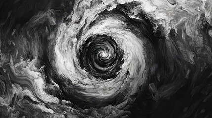 Hypnotic black and white swirling vortex background, abstract spiral pattern © Johannes