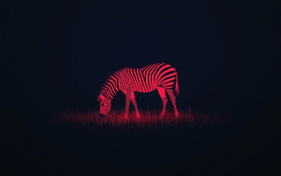 Red Zebra Pixel Art Grazing on Glittering Dark Ground