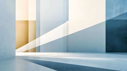 Abstract geometric composition with intersecting planes and light patterns