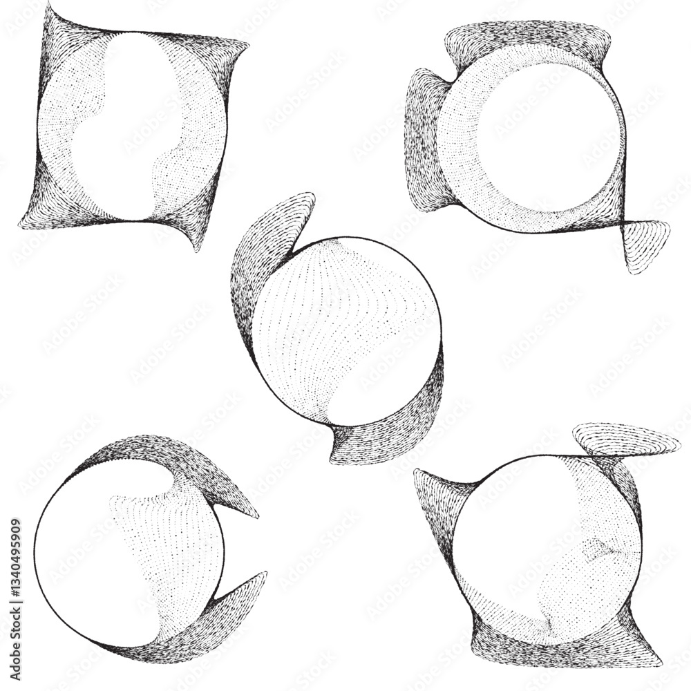 Fototapete rough lines in circle form . rotate rounded shape vector illustration .rotating circles form a ring.
