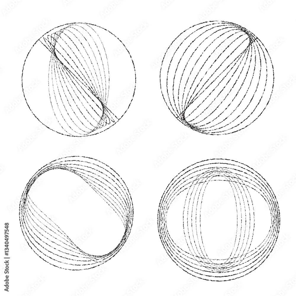 Fototapete rough lines in circle form . rotate rounded shape vector illustration .rotating circles form a ring.