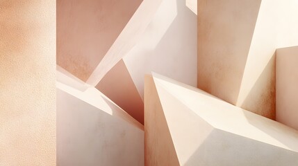 Abstract geometric shapes in warm beige and light peach