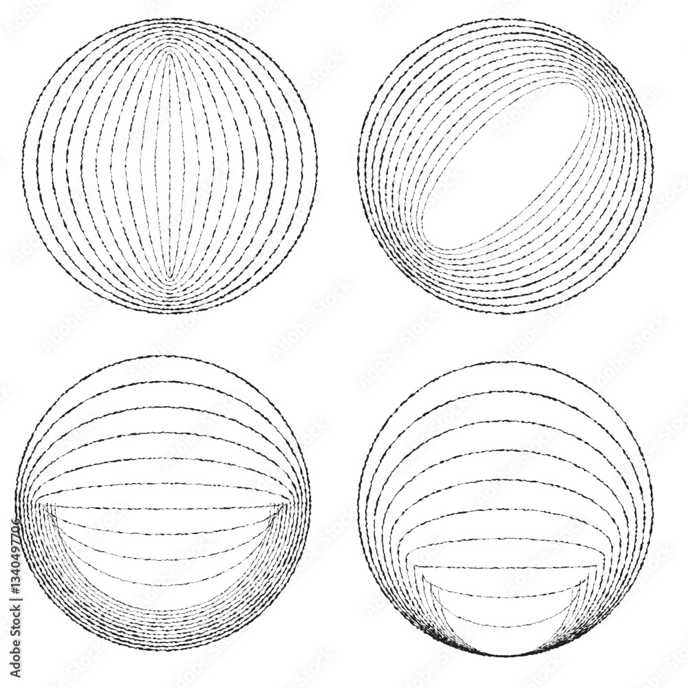 Fototapete rough lines in circle form . rotate rounded shape vector illustration .rotating circles form a ring.