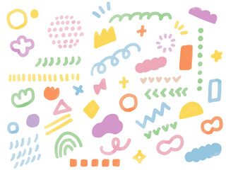 手描きあしらいセット　幾何学模様　水彩　パターン
