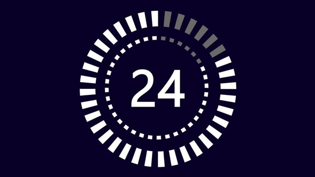 30 countdown animation from 30 to 0 countdown. Modern flat design with animation on dark background. 4K.