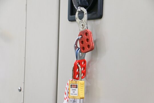 Lockout Tagout , Electrical safety system.Key lock switch or circuit breaker for safety protect.in electric room