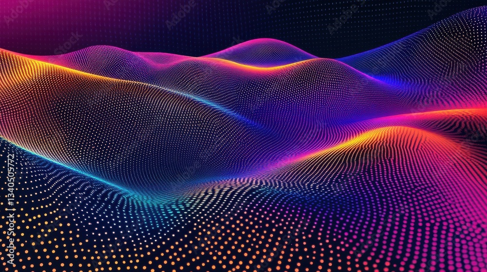 Poster futuristic abstract wave dot particle background isolate, abstract background with a wave of dots on