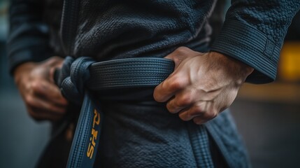 Jiujitsu Artist in Gi with Hands on Hips: Confident Stance of a Martial Artist, Displaying Strength and Pride.