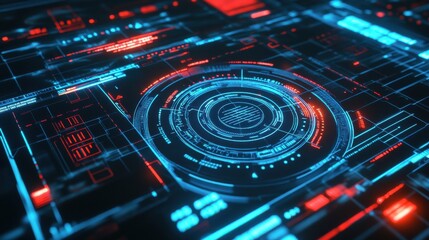 Obraz premium Futuristic interface with advanced network security protocols and digital protection