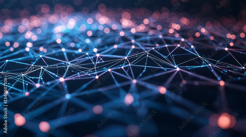 Poster network data in depth: illustrates a complex digital network, its interconnectedness and underlying 
