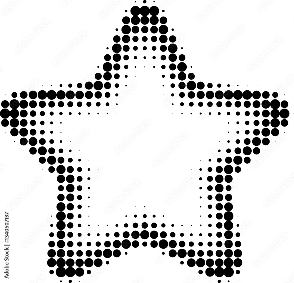 Wall mural abstract star shaped frame created with halftone dots, adding a dynamic and creative touch to visual