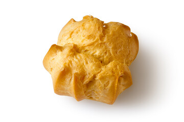 Eclair cake on a white background with a shadow. Close-up of a cake.