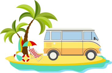 Summer Beach Van Car Illustration