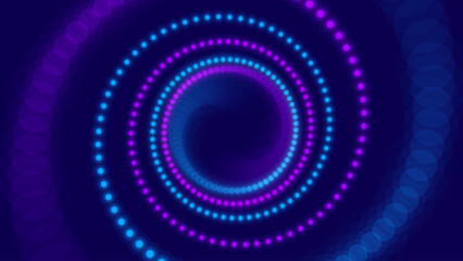 Flying Through Abstract Vortex Spiral Tunnel with Circular Particles Trails. Science Research or Tech Innovation Online Webinar Presentation Event. Conference or Forum Vector Backdrop.