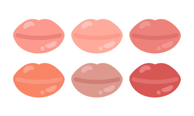 唇　メイクアップ　イラストセット