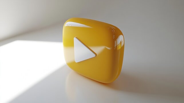 Bright, glossy yellow play button - Powered by Adobe