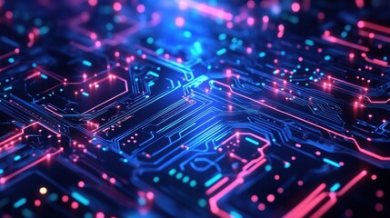 Obraz premium Abstract futuristic circuit board background. Hi-tech Illustration of digital technology. Graphic concept for your design.