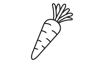 にんじんのシンプルな線画アイコン 野菜のモノクロイラスト
