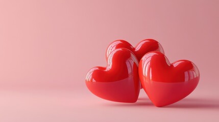 Valentine concept set 3d red heart object isolated on pink background for graphic decorate. 3d render illustation with object clipping path. illustration