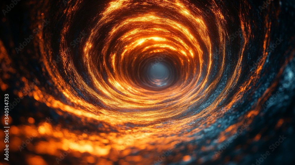 Poster glowing tunnel of fiery light with dark edges, abstract cosmic gateway concept