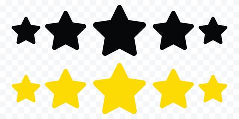 Five star rating icon. A flat vector design for product reviews, apps, and websites. Includes various rating levels. EPS 10 format.