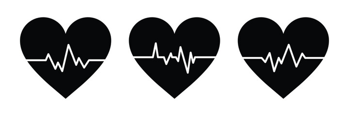 Heart pulse icon. Medical cardiogram symbol, EKG wave, and heartbeat vector illustration.