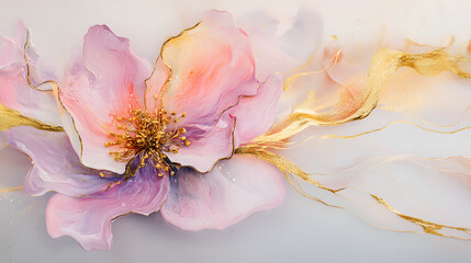 Fototapeta premium Abstract floral marble background with pastel pink color. Floral background.