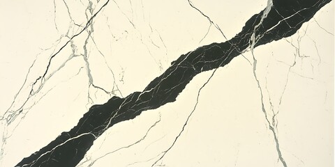 Black vein on cream stone surface
