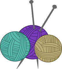 Soft Wool, Needles, and Traditional Handicraft. Cozy Grandmas Knitting Corner. Handmade with Love. Grandmothers Knitting Hobby with Colorful Yarn Balls.