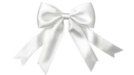White silk bow isolated on transparent background representing purity and elegance
