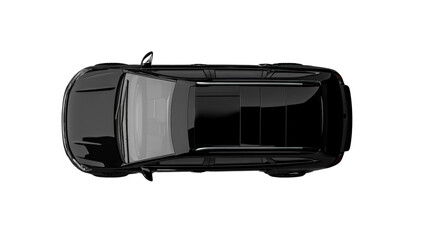 Black generic suv car parked showing sunroof on transparent background