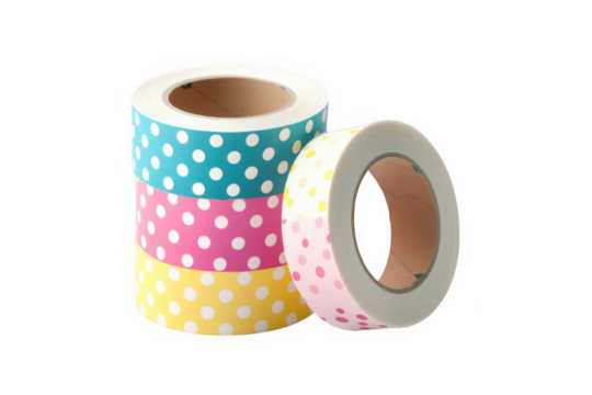 Polka dot washi tape roll decorative and eco-friendly isolated on transparent background