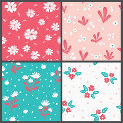Collage seamless pattern flower set. Modern exotic design for paper, cover, fabric, Wallpaper interior decor and other users. flower and leaves pattern. 
