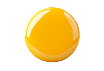 A glossy yellow sphere isolated on transparent background