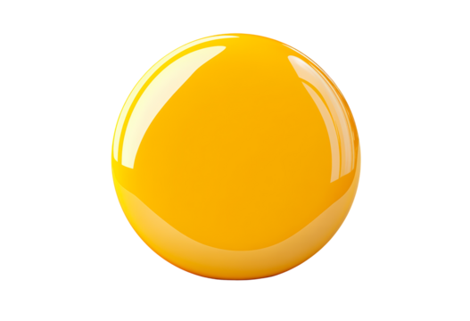 A glossy yellow sphere isolated on transparent background