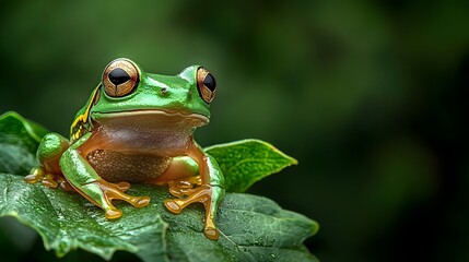 Fototapeta premium A Captivating Close Up of a Glass Frog Resting on a Vibrant Green Leaf Its Transparent Skin Revealing the Intricate Details of Its Internal Organs in a Stunning Display of Nature s Remarkable Design