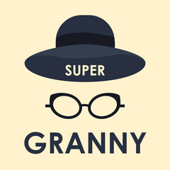 Super Granny Illustration. Stylish Hat and Glasses Minimalist Design for Grandmother Appreciation. Elegant Super Granny Icon. Symbolic Representation of a Strong and Loving Grandmother.