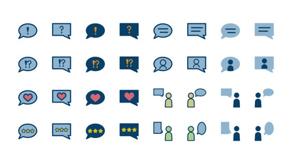 吹き出しや会話のアイコンイラストセット